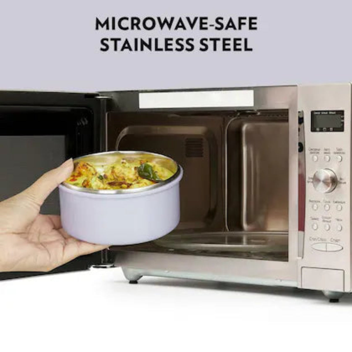 Borosil Glory Lavender Stainless Steel Lunchbox with Bag | 4 pcs Round Set (280ml x 2 + 460ml x 2) | Microwavable Tiffin with Food Grade Steel | Leakproof & Dishwasher Safe | 1 Year Warranty