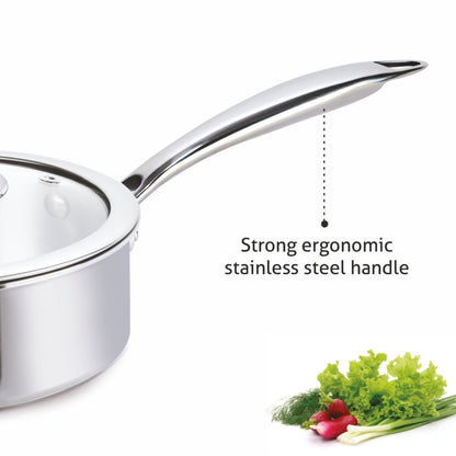 Alda Vitale Triply Stainless Steel Saute Pan With Glass Lid