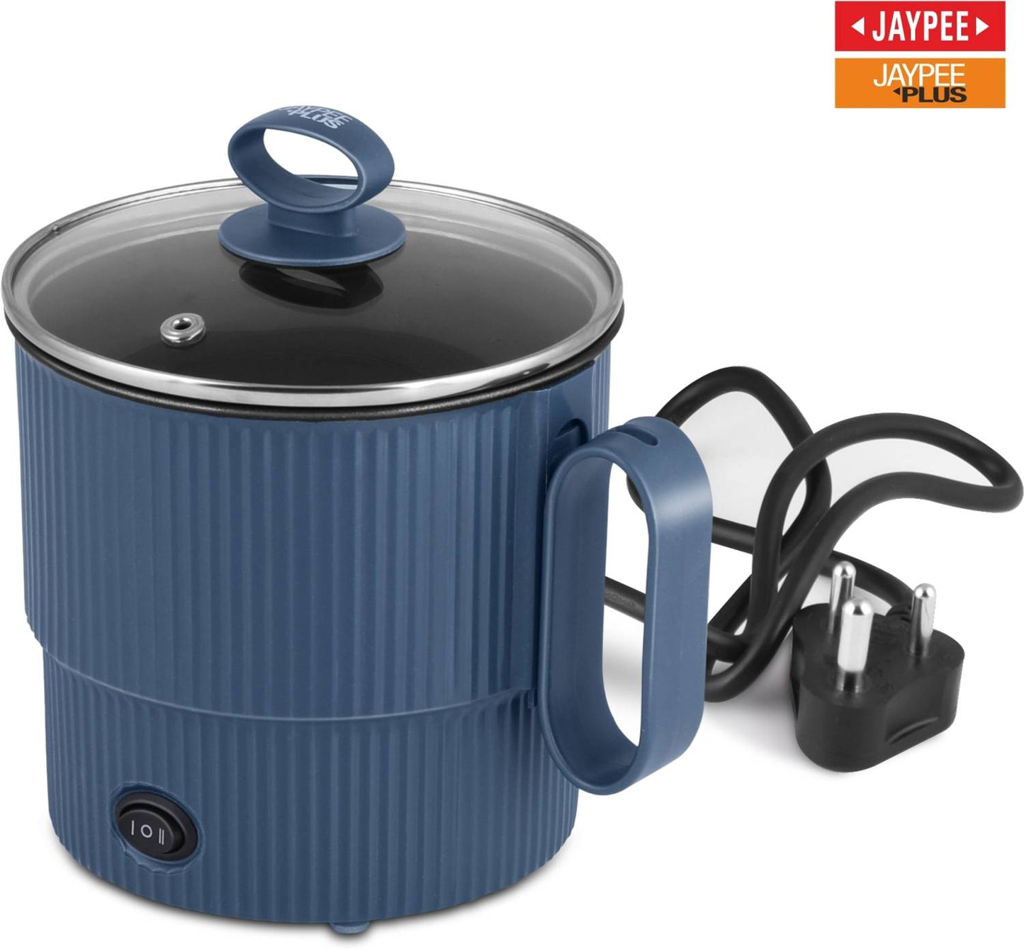 Jaypee Plus Steam & Cook Multi Purpose Electric Steamer 1.2 Litres for cooking Instant Noodles, Vegetables Soup, Momo Maker With Glass Lid, Blue