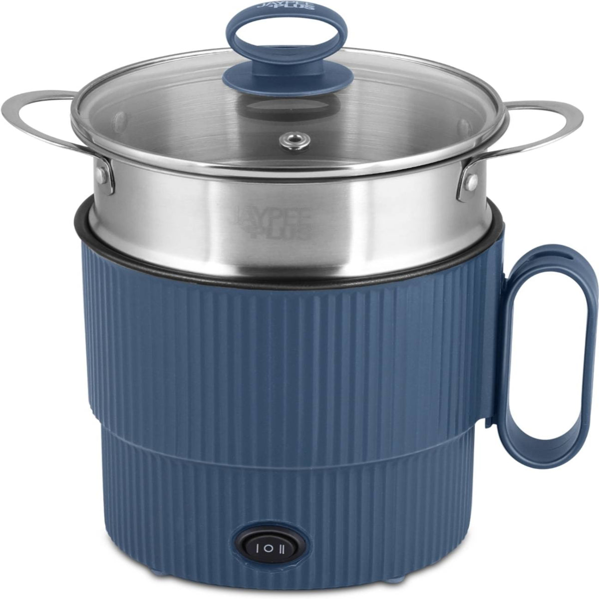 Jaypee Plus Steam & Cook Multi Purpose Electric Steamer 1.2 Litres for cooking Instant Noodles, Vegetables Soup, Momo Maker With Glass Lid, Blue