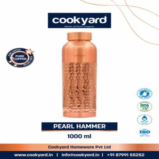 Cookyard 1000ml Pearl Hammer Copper Water Bottle