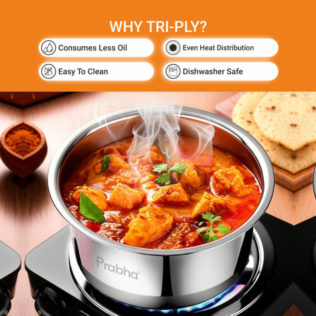 Prabha Elante Tri-ply Tope With Lid