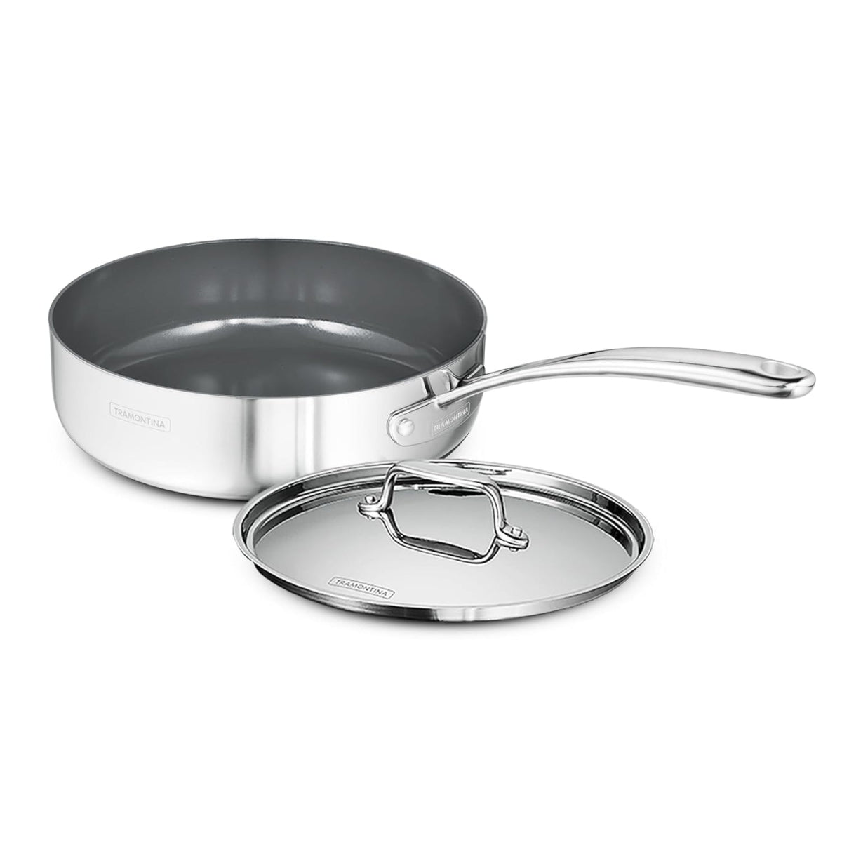 Tramontina Fusao EX+ 24cm Triply Ceramic Deep Sauté Pan with SS Lid