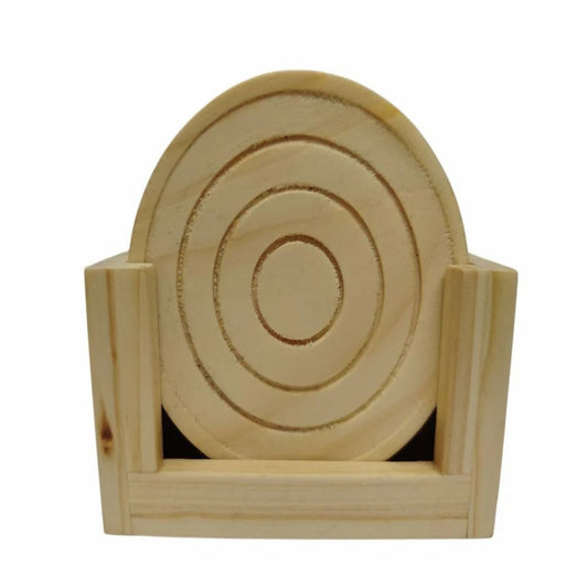 Round Rewashable Wooden Antique Coasters with Stand | Premium Quality Solid Wood