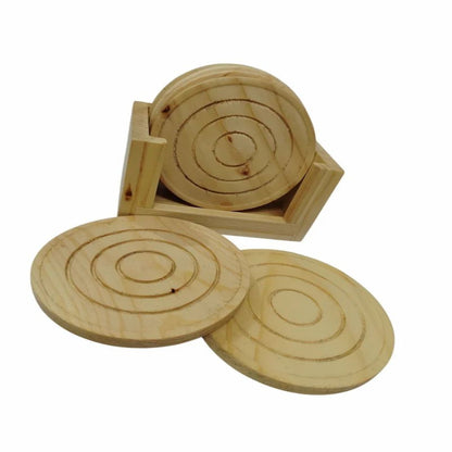 Round Rewashable Wooden Antique Coasters with Stand | Premium Quality Solid Wood