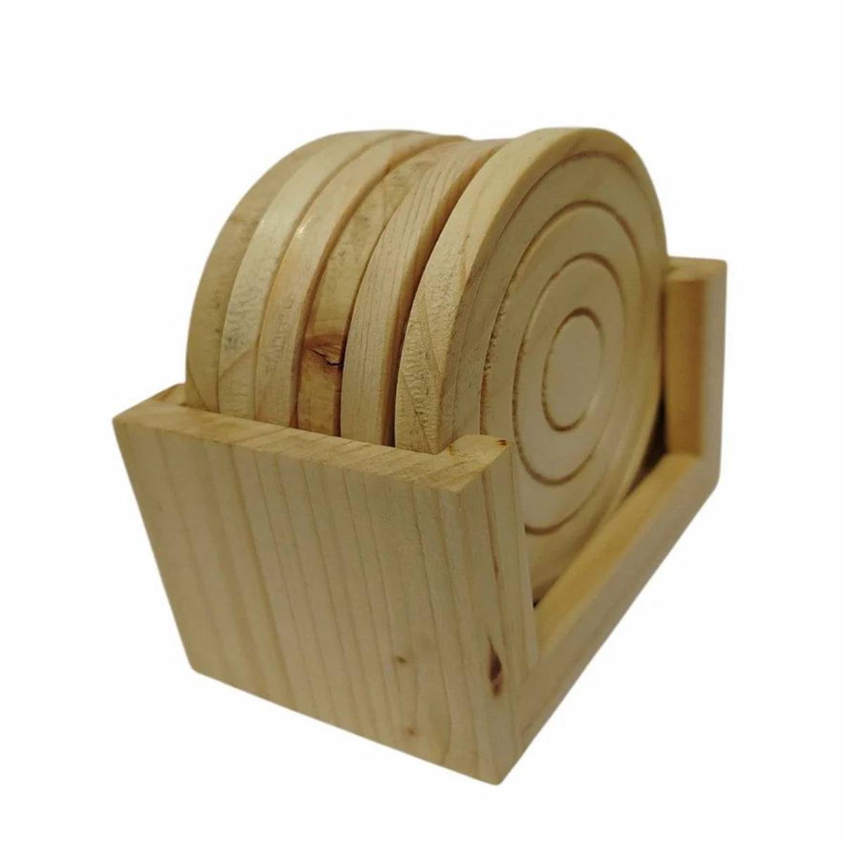 Round Rewashable Wooden Antique Coasters with Stand | Premium Quality Solid Wood
