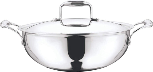 Vinod Platinum Extra Deep Wok 22 cm 2.4 Ltr With Lid Induction Friendly EDPTKD22