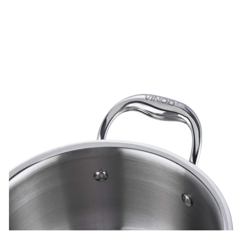 Vinod Platinum Triply Stainless Steel Saucepot 1.8 Liter 18 cm With Lid PSO18