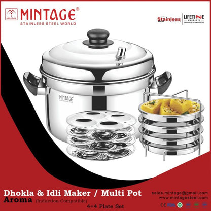 Mintage Stainless Steel Idli N Dhokla maker Set | 12 pcs idli + 3 pcs dhokla plate set