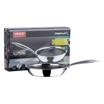Vinod Platinum X Stainless Steel Nonstick Fry pan 22 cm Induction Friendly PXF22