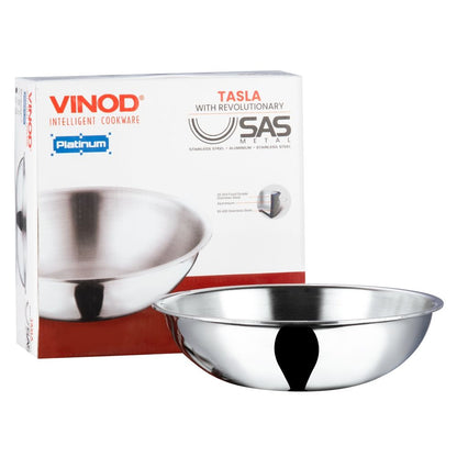Vinod Platinum Stainless Steel Tasla 26 cm 3.2 Liter Induction Friendly PTT26